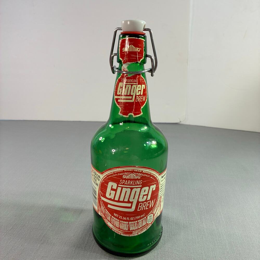 Summit Sparkling Ginger Brew 750ml Green Glass Swing Top Bottle Retro Decor